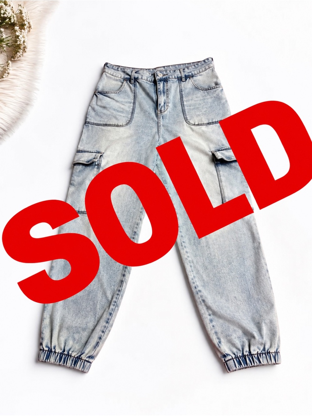 Celebrity Pink Washed Light Blue Cargo Boyfriend Jeans